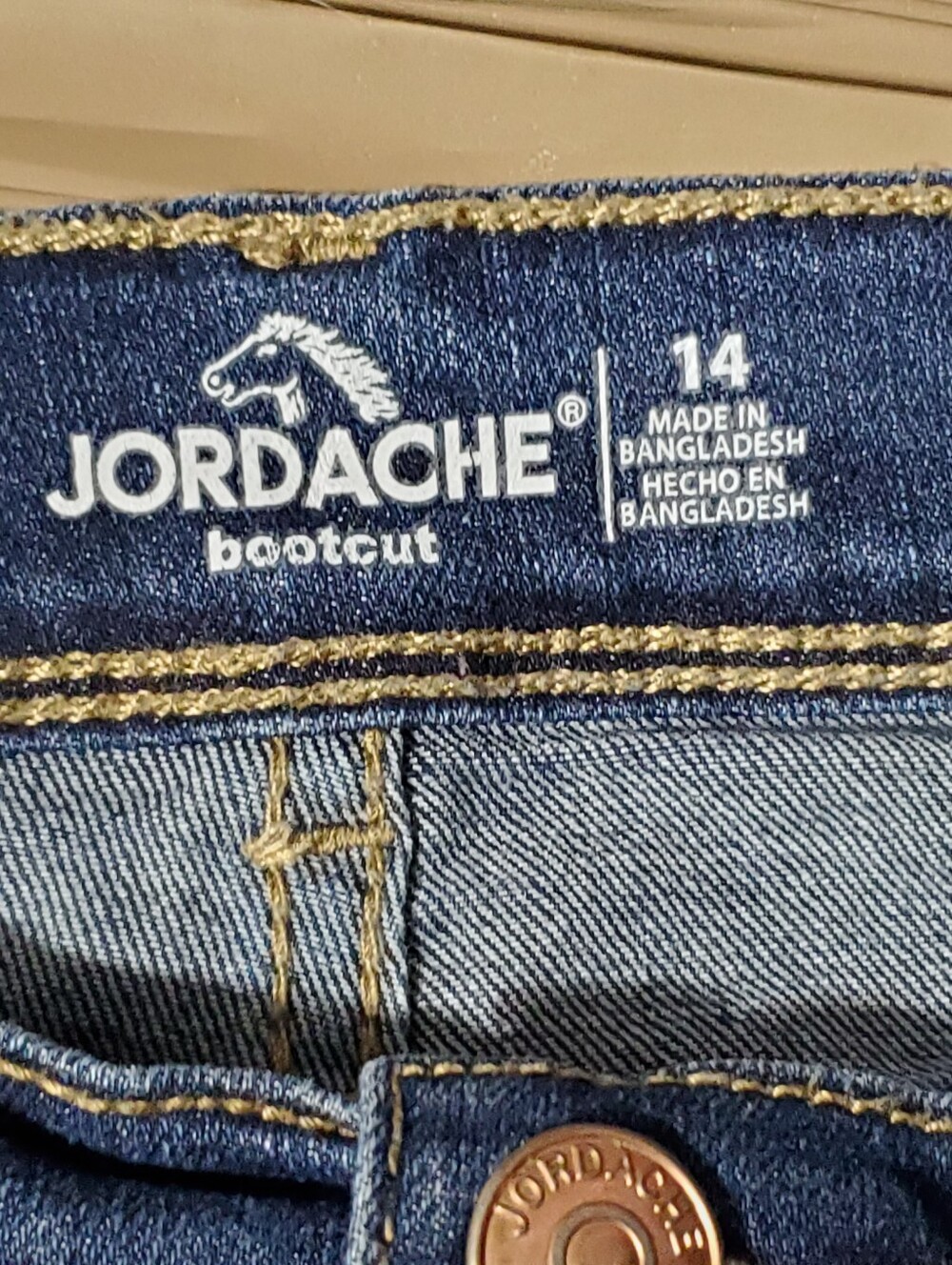Jordache Bootcut Jeans Dark Wash Adjustable Waist Girl's Size 14 - Picture 3 of 4